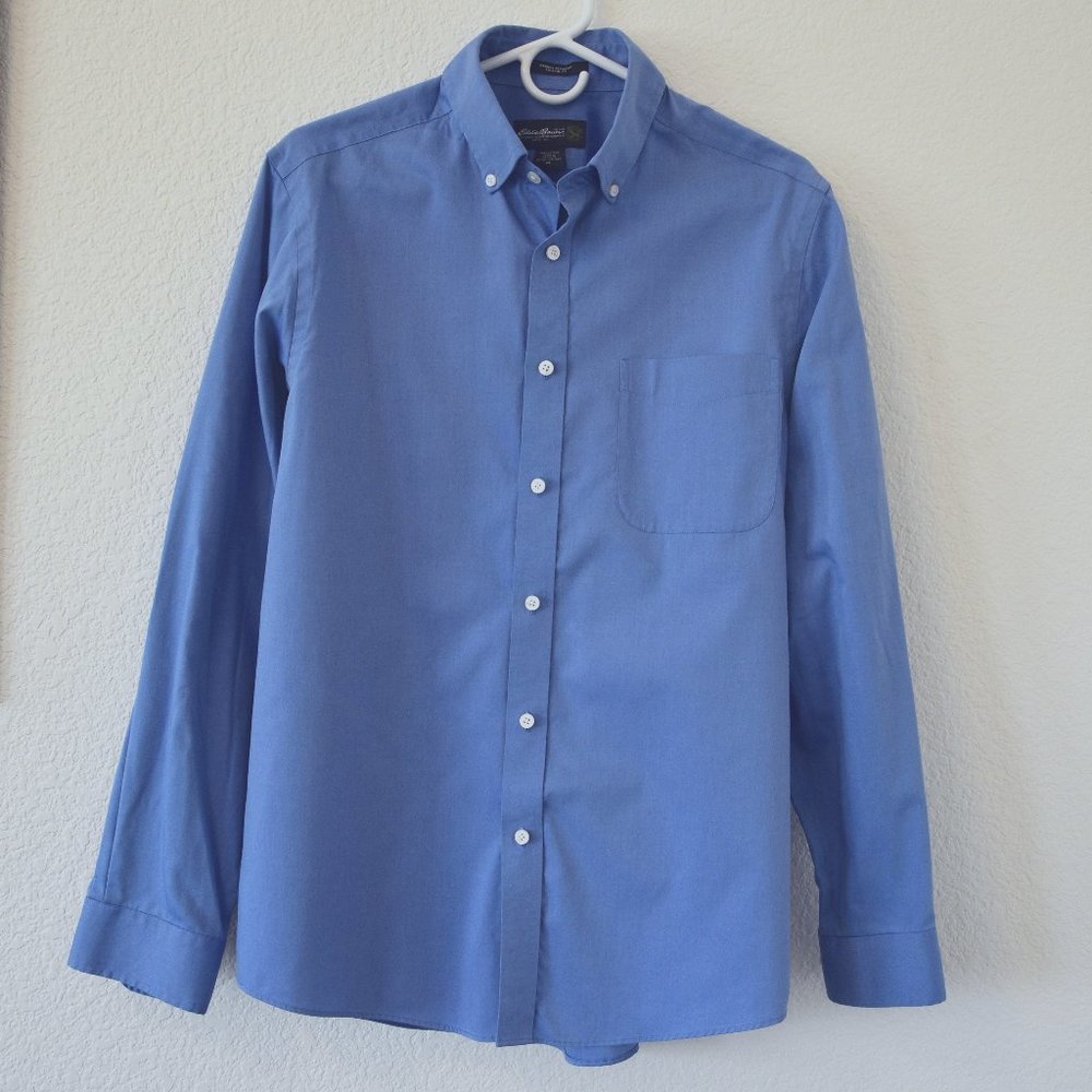 Eddie Bauer Men's Button-Down French Blue Cotton Shirt Size M